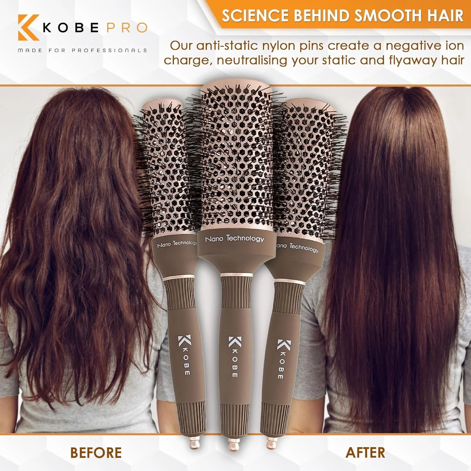 Kobe Professional Heat-Retaining Ceramic & Ionic Round Hair Brush for Blow Drying -With Nanotechnology-Barrel Brush Set of 6 Blow Dry Hair Brush,Curling Brush - For Styling, Straightening & Detangling Kobe Professional Heat-Retaining Ceramic & Ionic Round Hair Brush for Blow Drying -With Nanotechnology-Barrel Brush Set of 6 Blow Dry Hair Brush,Curling Brush - For Styling, Straightening & Detangling