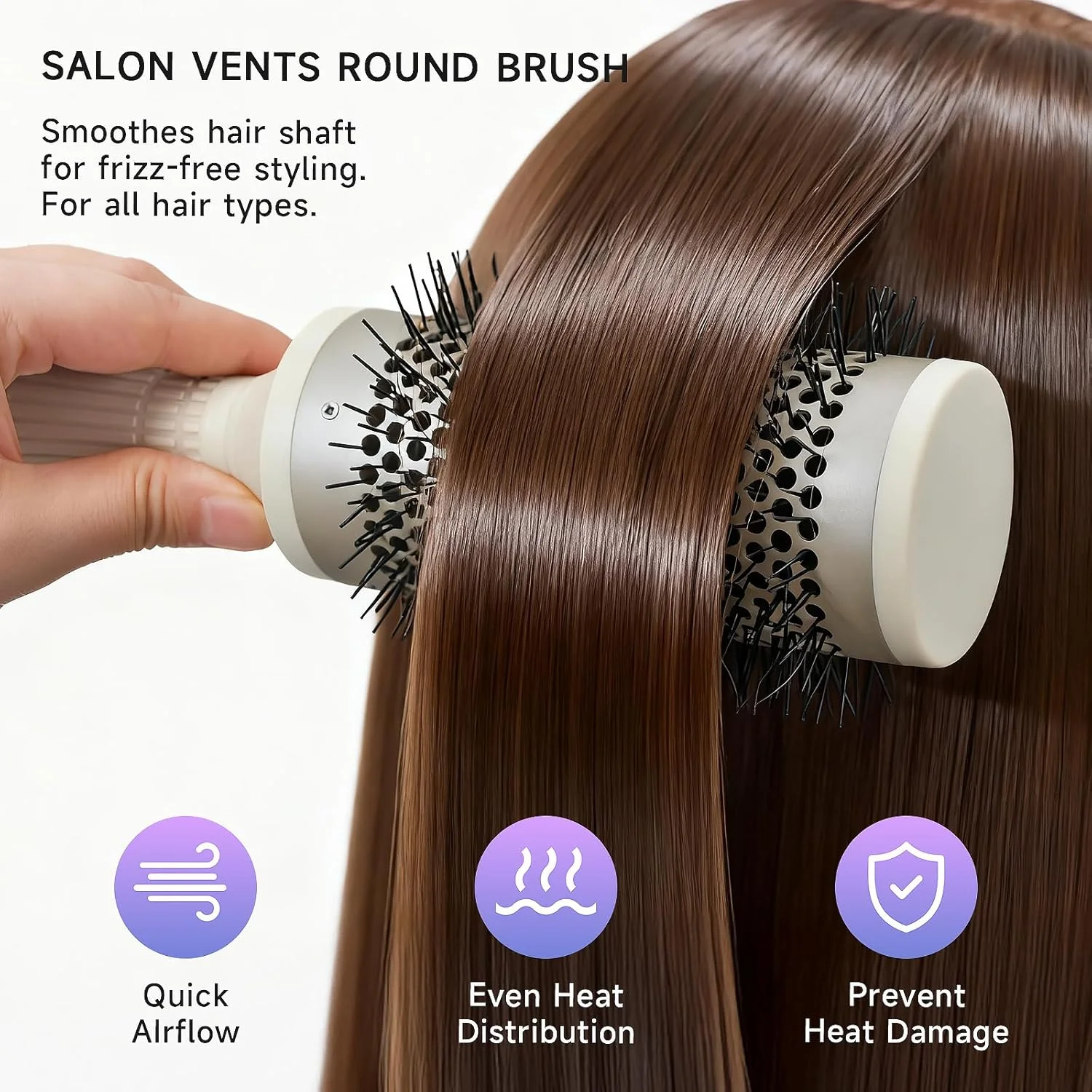 برس گرد خشک کننده سریع KISMETICS با بدنه حرارتی سرامیکی یونی و موهای نایلونی، برس موی گرد روغن آرگان برای خشک کردن، حالت دادن، فر کردن، صاف کردن، حالت دهی عالی برای انواع مو - 53 میلی متر برس گرد خشک کننده سریع KISMETICS با بدنه حرارتی سرامیکی یونی و موهای نایلونی، برس موی گرد روغن آرگان برای خشک کردن، حالت دادن، فر کردن، صاف کردن، حالت دهی عالی برای انواع مو - 53 میلی متر