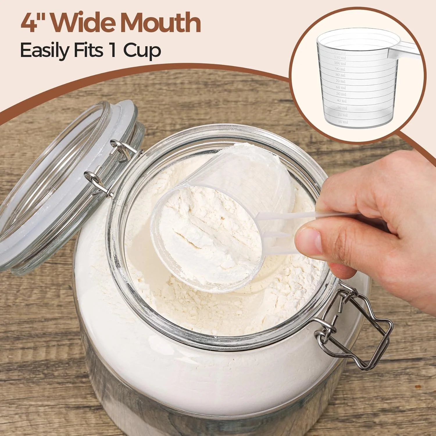 ظروف شیشه ای ComSaf با درب محکم 2550 میلی لیتر، ظروف شیشه ای دهان گشاد، ظروف کنسرو، ظروف بزرگ شیشه ای درب دار، ظروف نگهداری آرد و شکر، ظروف بزرگ برای برنج، ترشی، ست 2 عددی