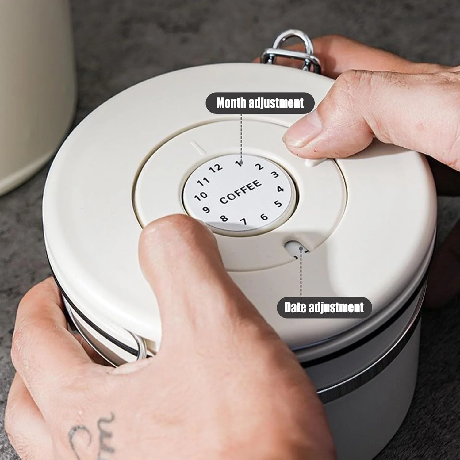 ظرف نگهداری قهوه درب دار - ظرف نگهداری دانه قهوه، ظرف نگهدارنده خلاء دار 1800 میلی لیتری برای آرد برنج، چای، پیشخوان، انبار، غلات و شکر