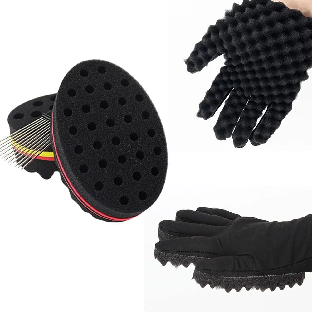 ست شانه پیک آفرو KOWVOWZ، اسفنج برس جادویی آرایشگری، اسفنج برس موی پیچ برای فر کردن موی مردان سیاه پوست به همراه دستکش + برس پیچ دو طرفه ست شانه پیک آفرو KOWVOWZ، اسفنج برس جادویی آرایشگری، اسفنج برس موی پیچ برای فر کردن موی مردان سیاه پوست به همراه دستکش + برس پیچ دو طرفه