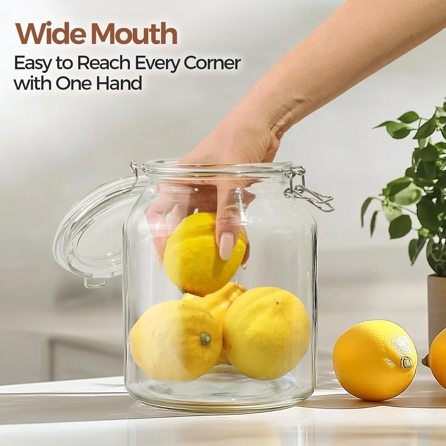 ظروف شیشه ای ComSaf با درب محکم 2550 میلی لیتر، ظروف شیشه ای دهان گشاد، ظروف کنسرو، ظروف بزرگ شیشه ای درب دار، ظروف نگهداری آرد و شکر، ظروف بزرگ برای برنج، ترشی، ست 2 عددی