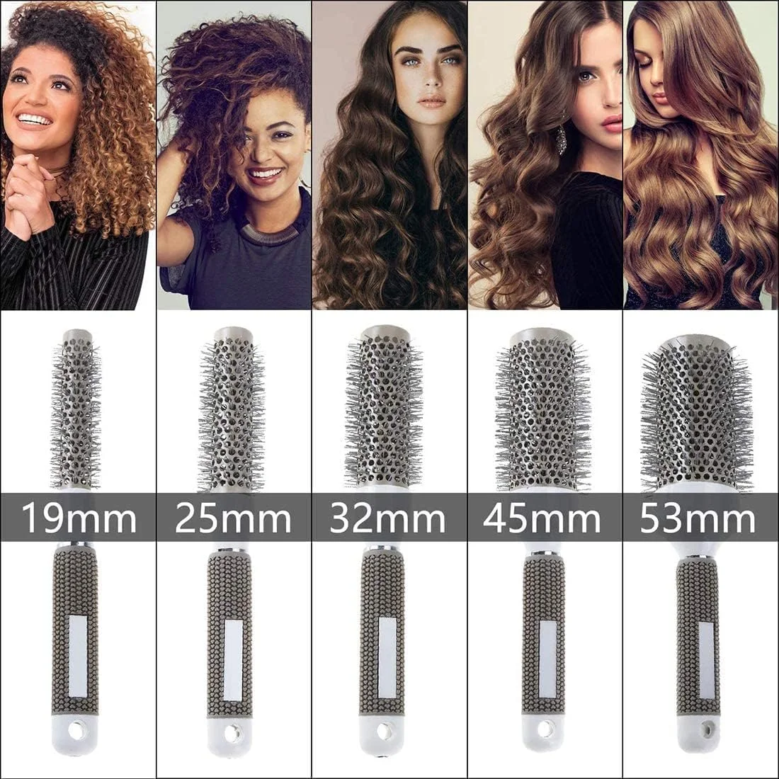 برس گرد مو خزنه، برس حالت دهنده مو سرامیکی فر کننده، برس گرد سرامیکی آرایشگری، برس فر کننده ابزار حالت دهی مو (45 میلی متر، 53 میلی متر) مجموعه 2 عددی برس گرد مو خزنه، برس حالت دهنده مو سرامیکی فر کننده، برس گرد سرامیکی آرایشگری، برس فر کننده ابزار حالت دهی مو (45 میلی متر، 53 میلی متر) مجموعه 2 عددی