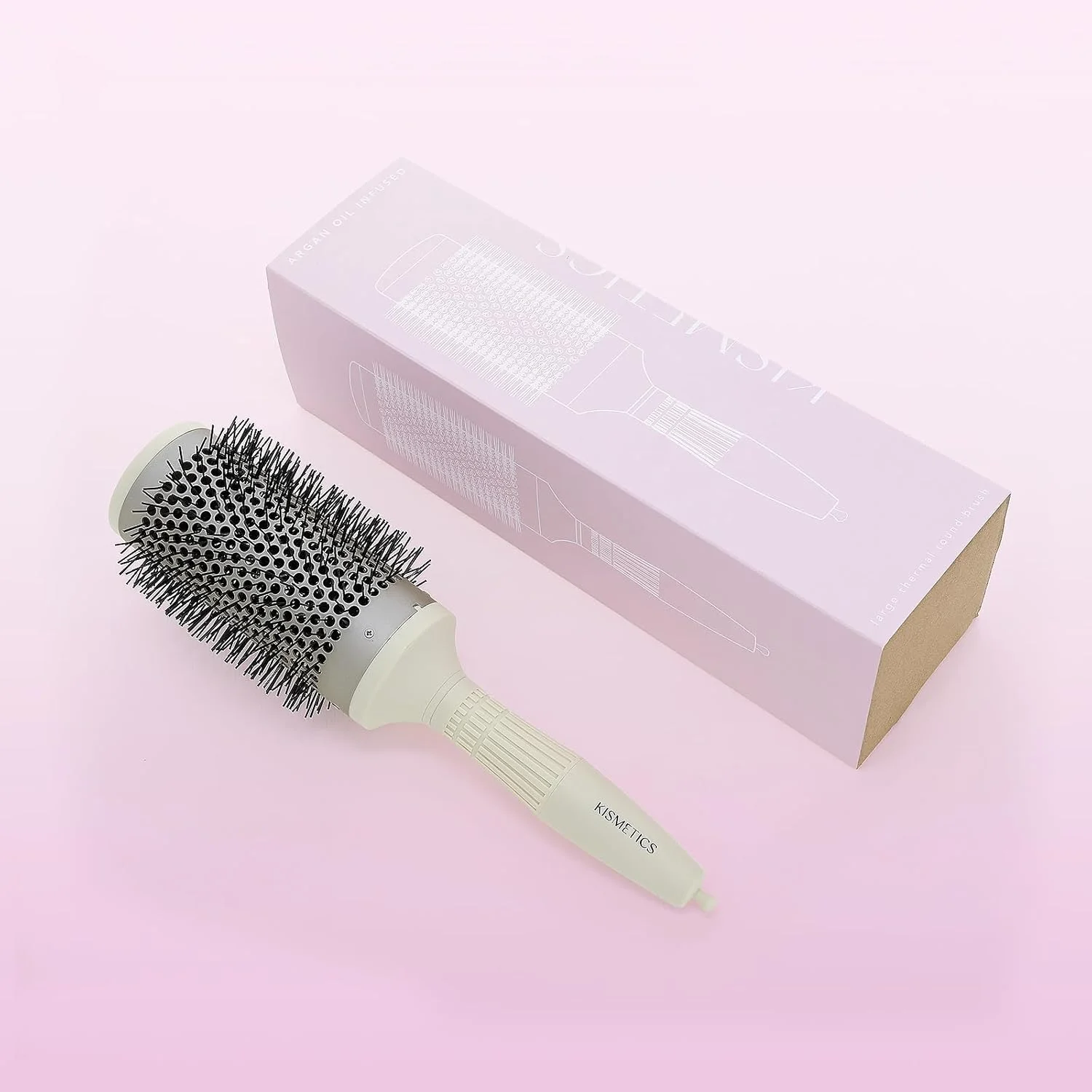 برس گرد خشک کننده سریع KISMETICS با بدنه حرارتی سرامیکی یونی و موهای نایلونی، برس موی گرد روغن آرگان برای خشک کردن، حالت دادن، فر کردن، صاف کردن، حالت دهی عالی برای انواع مو - 53 میلی متر برس گرد خشک کننده سریع KISMETICS با بدنه حرارتی سرامیکی یونی و موهای نایلونی، برس موی گرد روغن آرگان برای خشک کردن، حالت دادن، فر کردن، صاف کردن، حالت دهی عالی برای انواع مو - 53 میلی متر