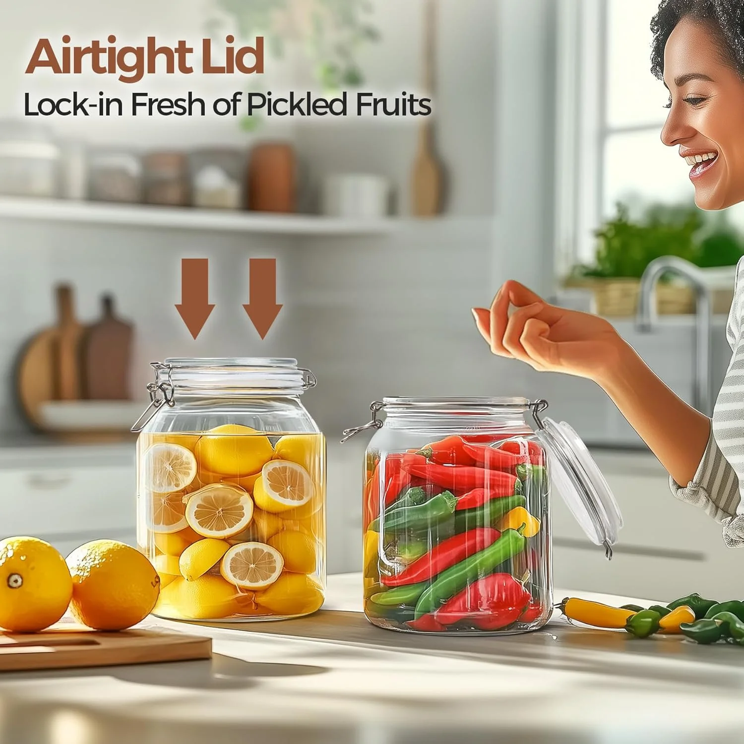 ظروف شیشه ای ComSaf با درب محکم 2550 میلی لیتر، ظروف شیشه ای دهان گشاد، ظروف کنسرو، ظروف بزرگ شیشه ای درب دار، ظروف نگهداری آرد و شکر، ظروف بزرگ برای برنج، ترشی، ست 2 عددی