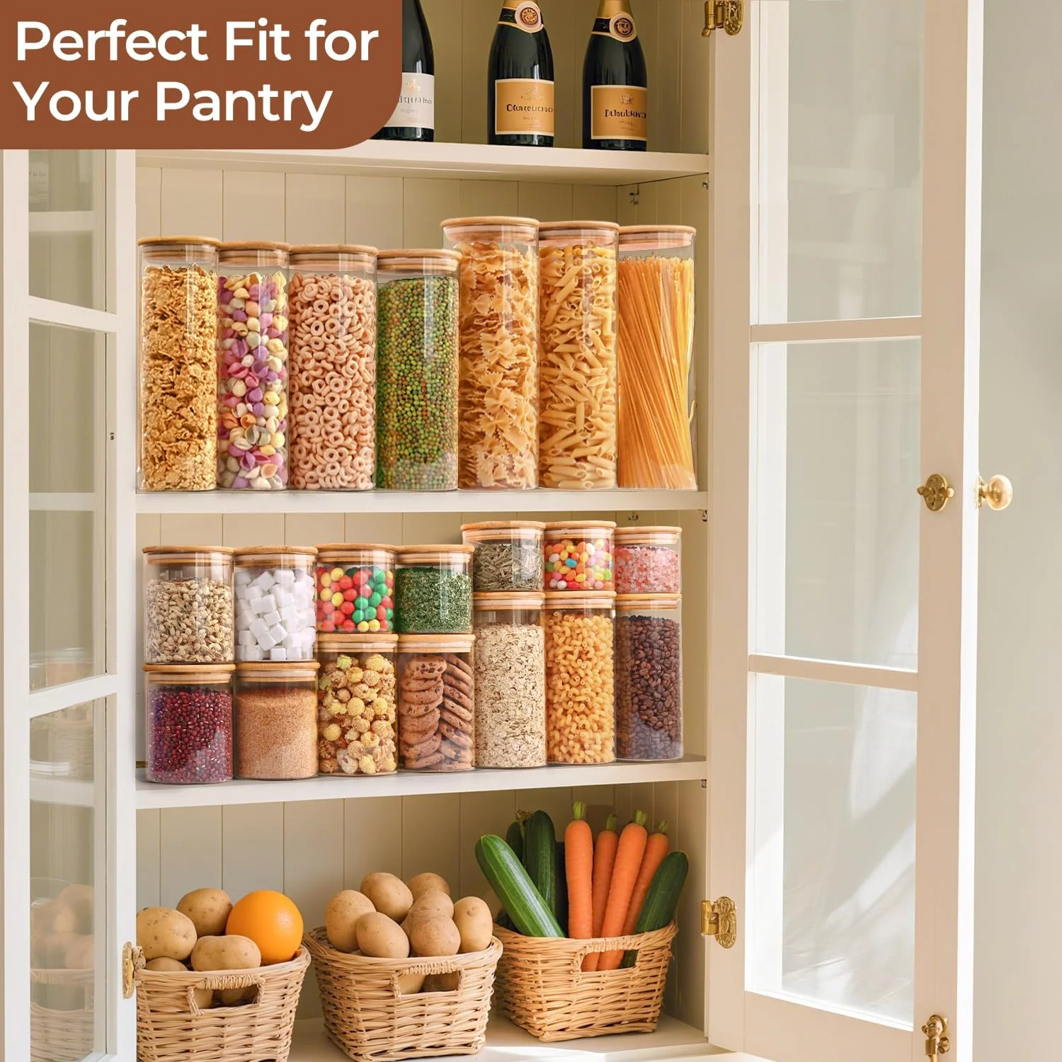 ست 3 تایی ظروف شیشه ای درب دار ComSaf با حجم 1.9 لیتر، ظروف شیشه ای درب چوبی قابل استفاده مجدد و ظروف نگهداری بامبو مناسب برای نگهداری غلات، ادویه جات و مواد غذایی ست 3 تایی ظروف شیشه ای درب دار ComSaf با حجم 1.9 لیتر، ظروف شیشه ای درب چوبی قابل استفاده مجدد و ظروف نگهداری بامبو مناسب برای نگهداری غلات، ادویه جات و مواد غذایی