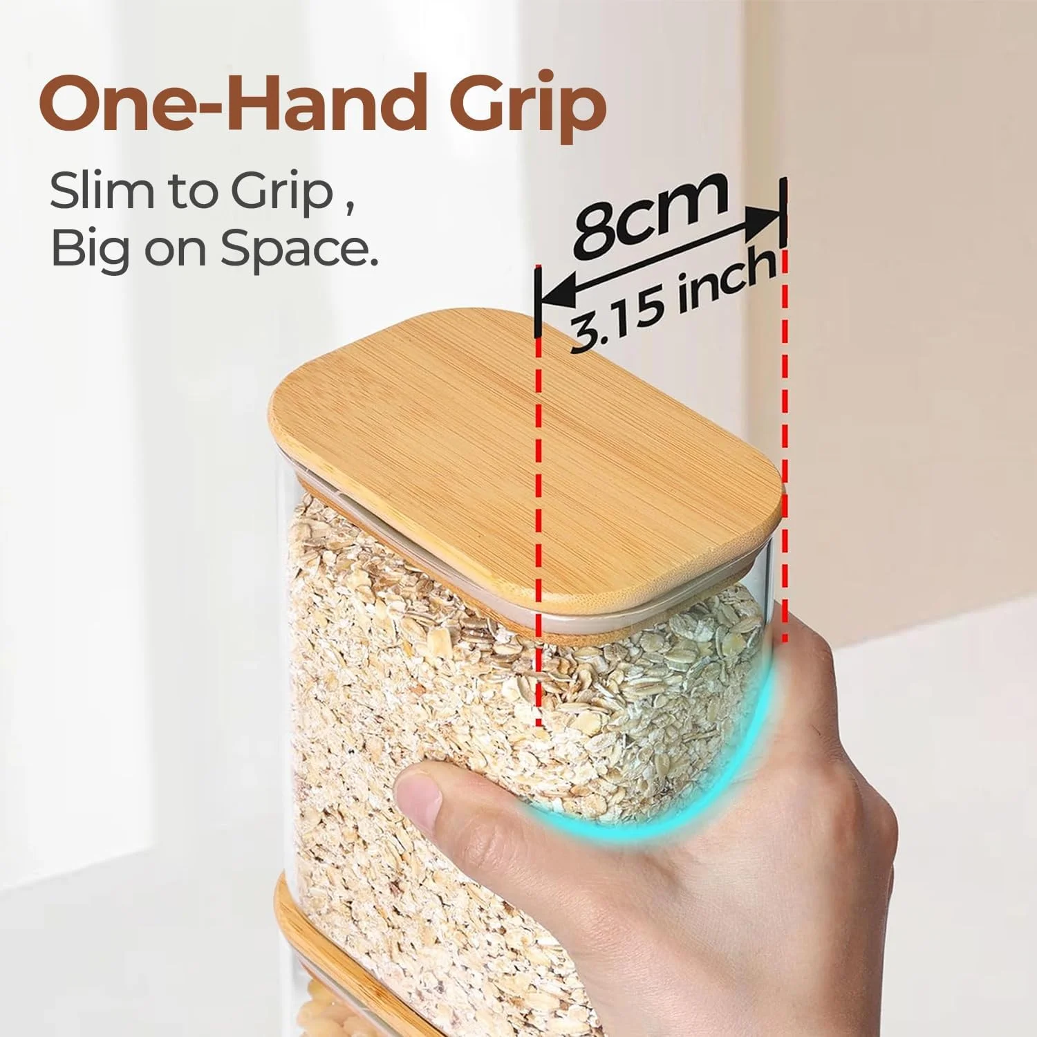 ست 4 عددی ظروف شیشه ای ComSaf با درب بامبو، ظروف ادویه ضد هوا، ظروف قابل چیدن برای مواد غذایی آشپزخانه، ظروف نگهداری مواد غذایی با درب برای قهوه، شکر، چای، آجیل، انبار