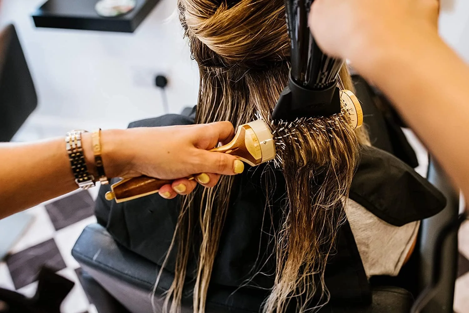 برس حرارتی گرد بامبو حرفه ای کوبه پینتو - برس حالت دهنده برای خشک کردن و فر کردن مو - دسته بامبو سازگار با محیط زیست - بدنه سرامیکی نگهدارنده حرارت (42 میلی متر)