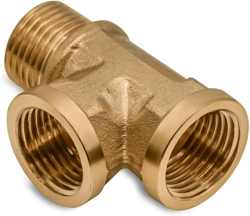 اتصال سه راهی متال اند برنج کو، 1/2 اینچ مادگی x 1/2 اینچ مادگی x 1/2 اینچ نری، اتصالات آداپتور لوله، اتصال دهنده برنجی آداپتور T