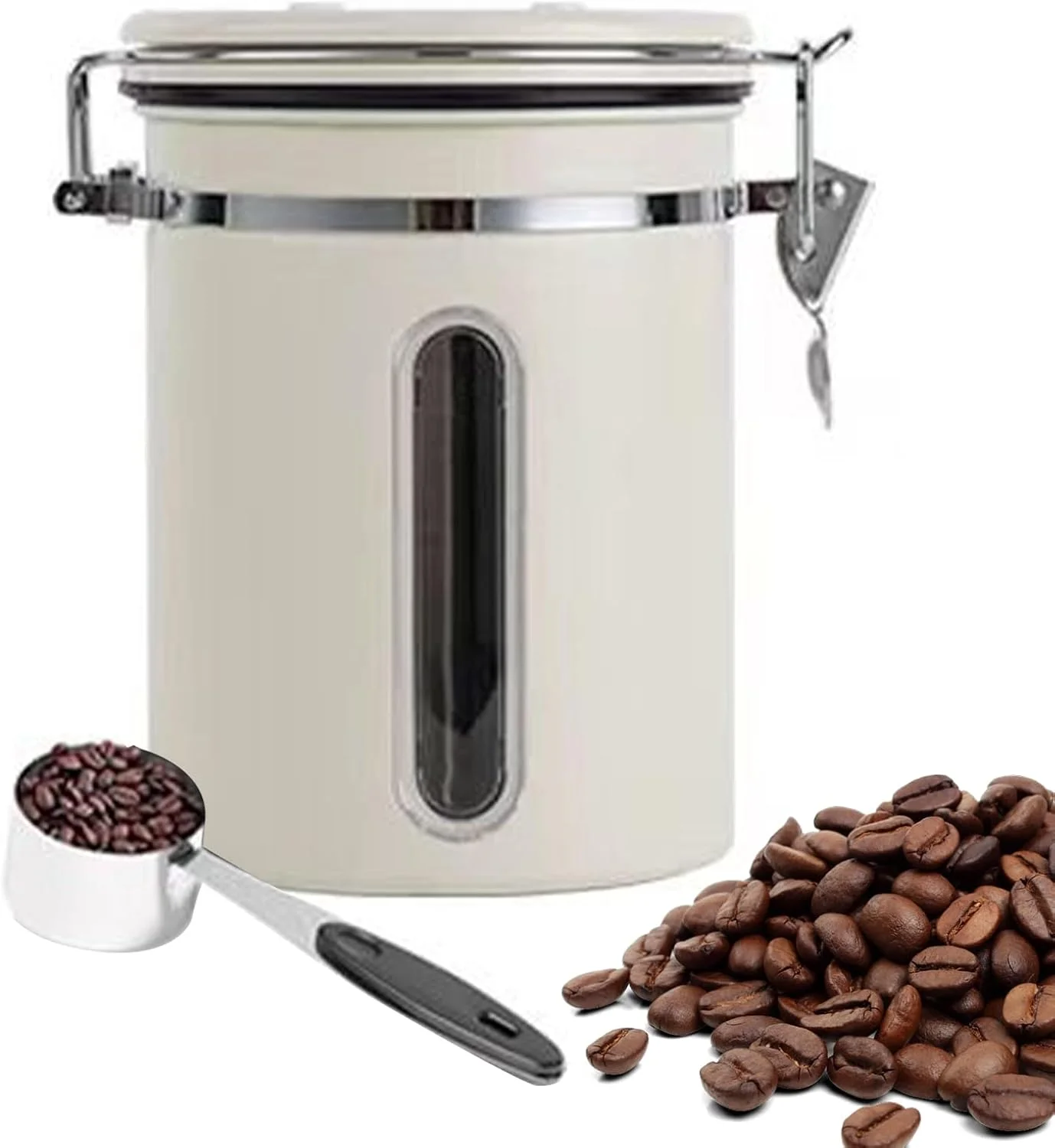 ظرف نگهداری قهوه درب دار - ظرف نگهداری دانه قهوه، ظرف نگهدارنده خلاء دار 1800 میلی لیتری برای آرد برنج، چای، پیشخوان، انبار، غلات و شکر