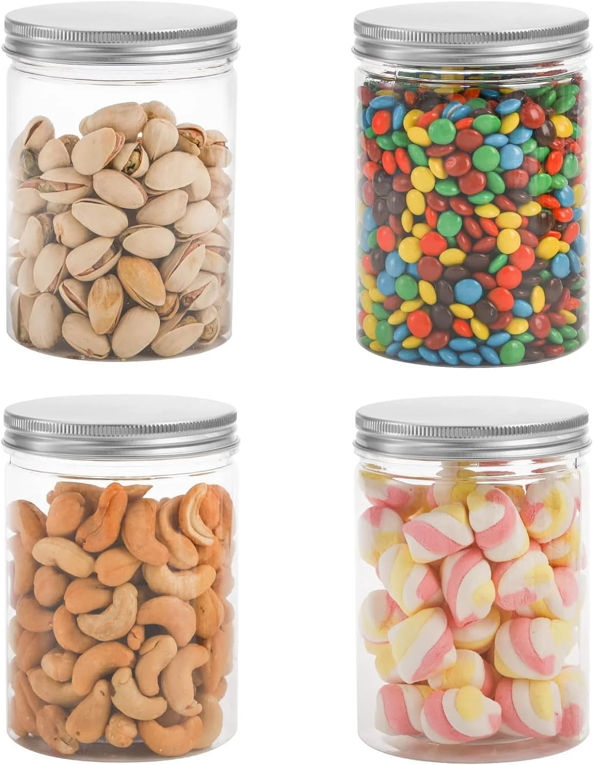 ظروف نگهداری پلاستیکی شفاف با درب پیچی - ظروف خالی 350 گرمی مناسب مواد غذایی برای سازماندهی کابینت آشپزخانه، ایده آل برای تنقلات، ادویه جات، آجیل، آب نبات و موارد دیگر