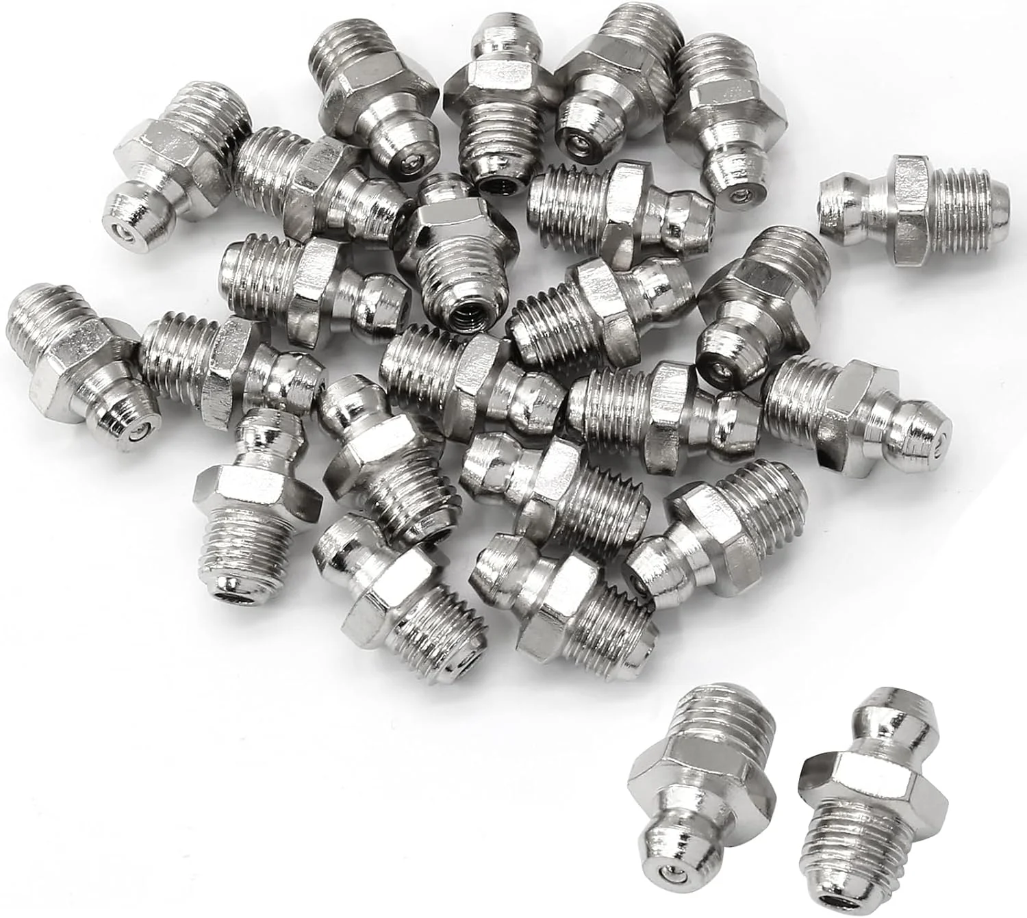 LDEXIN مجموعه 25 عددی اتصالات گریس هیدرولیک مستقیم رزوه ای M8 با قطر 8 میلی متر و گام 1 میلی متر، نازل های زرک برای بیل مکانیکی
