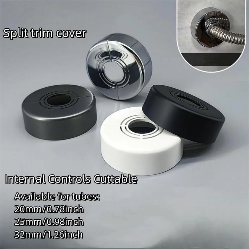 فلنج دیواری قابل برش LOGRRMTH، صفحه پوشش اسکچون ABS سبک وزن، کروم، برای لوله های مسی، PEX با اندازه 21/26/33 میلی متر (0.8/1.0/1.2 اینچ) (بلند 25 مشکی)