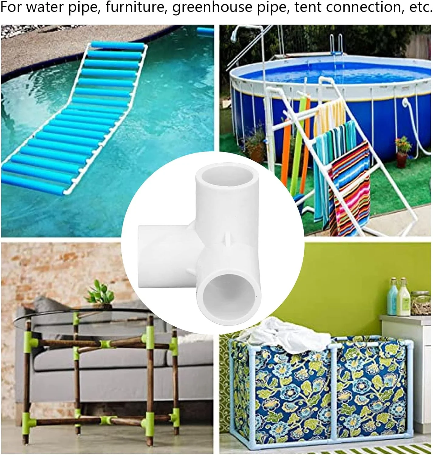 اتصالات لوله 3 راهی Luqeeg، جنس پلاستیک PVC، اتصال دهنده گوشه سه راهی زاویه راست، قطر داخلی 20 میلی متر، اتصال آسان، برای لوله های آب، مبلمان، گلخانه، اتصالات چادر، 10 عدد