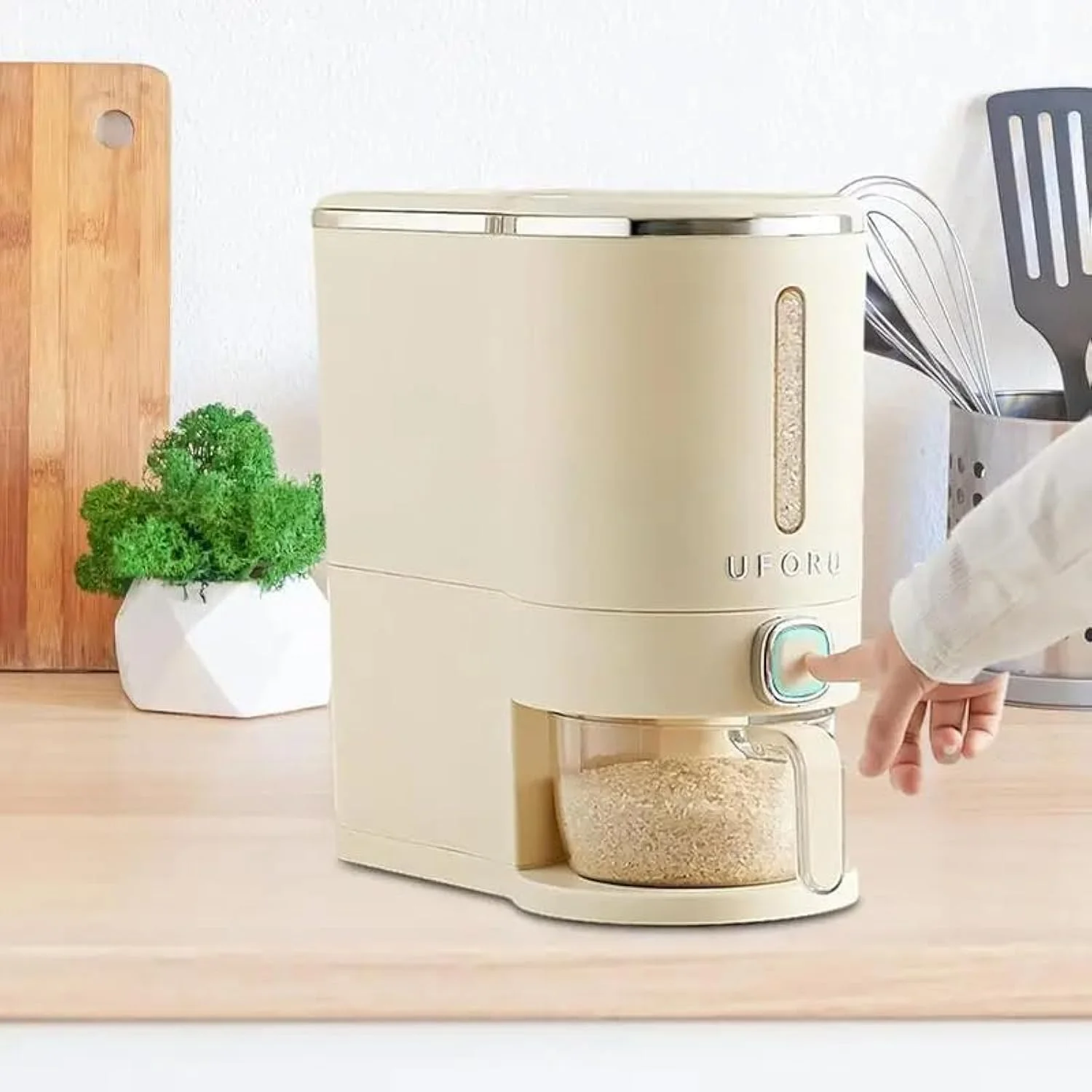 ظرف برنج BROJAQ، پخش کننده برنج، ظرف نگهداری برنج، سطل برنج ضد رطوبت و هوا، آرد غلات غذای خشک سویا برای پیشخوان آشپزخانه، بدون BPA (کوچک - 5 کیلوگرم)