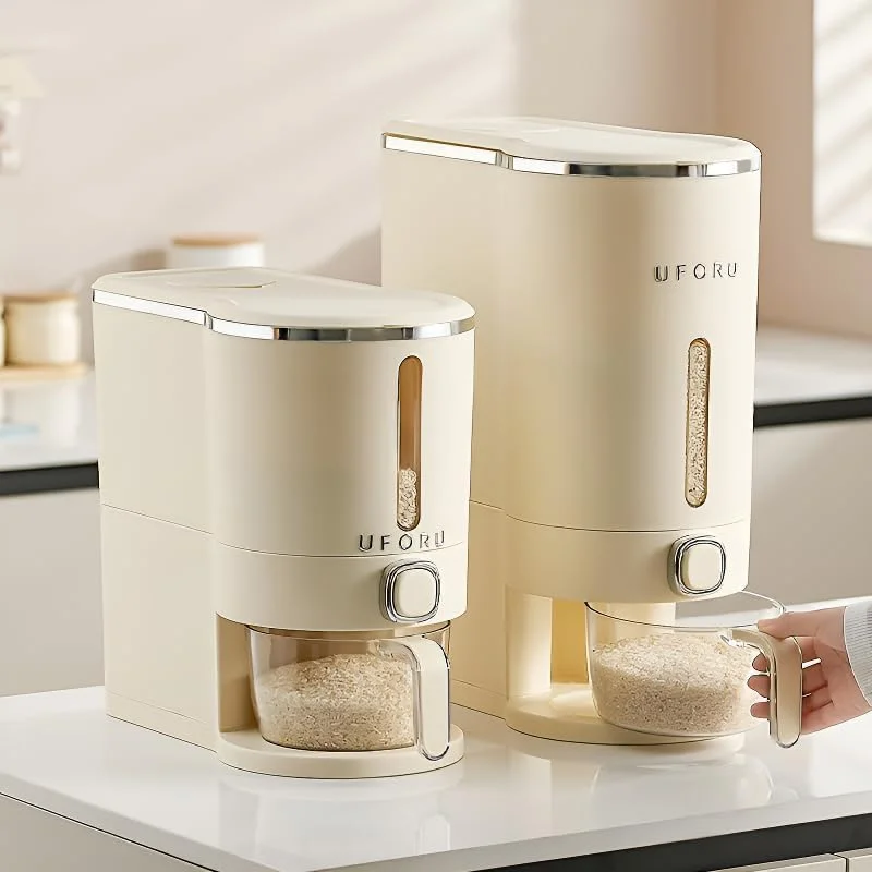 ظرف برنج BROJAQ، پخش کننده برنج، ظرف نگهداری برنج، سطل برنج ضد رطوبت و هوا، آرد غلات غذای خشک سویا برای پیشخوان آشپزخانه، بدون BPA (کوچک - 5 کیلوگرم) ظرف برنج BROJAQ، پخش کننده برنج، ظرف نگهداری برنج، سطل برنج ضد رطوبت و هوا، آرد غلات غذای خشک سویا برای پیشخوان آشپزخانه، بدون BPA (کوچک - 5 کیلوگرم)