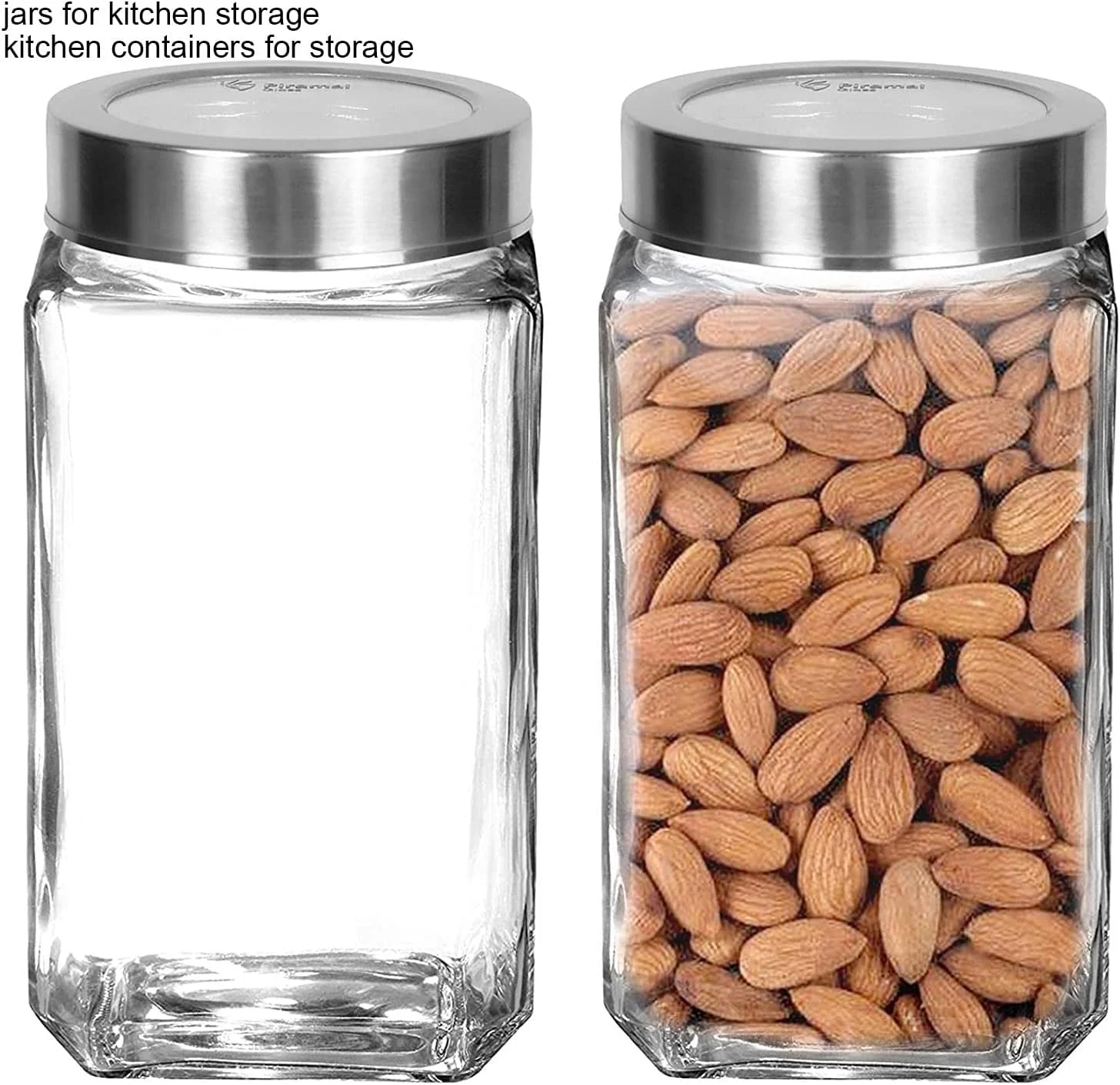 ظروف شیشه ای مربعی شفاف پیرامل گلس برزی کلود برای نگهداری مواد غذایی در آشپزخانه، تنقلات، ادویه جات، مربا، ترشی، کلوچه، میوه های خشک، دانه های قهوه، ظرف 1 کیلوگرمی درب دار، 1 لیتری، ست 6 عددی