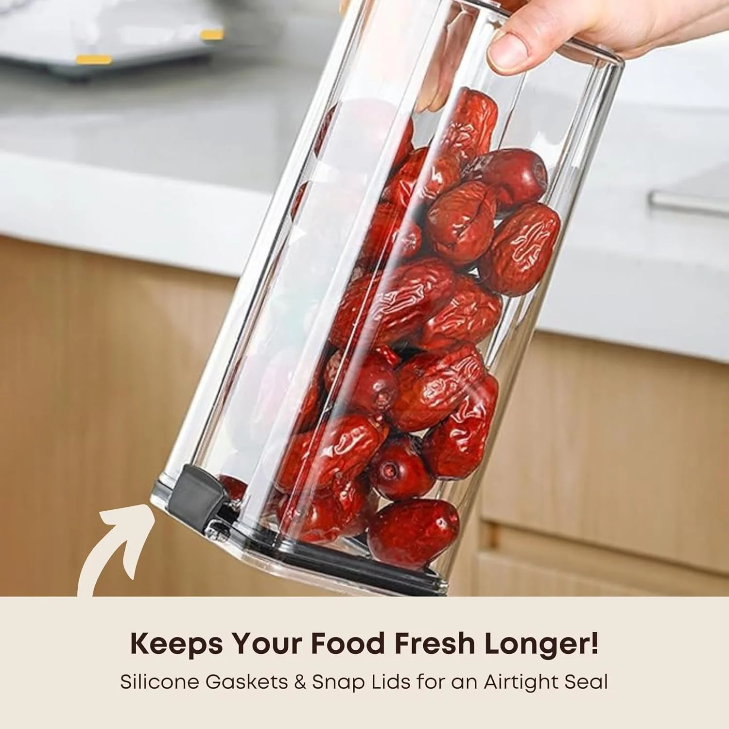 ست 5 تایی ظروف نگهداری غذا بلمونتو با درب | ظرف مربعی | نظم دهنده آشپزخانه و انبار برای غلات، آرد، شکر، برنج و سایر مواد غذایی خشک | بادوام و صرفه جویی در فضا