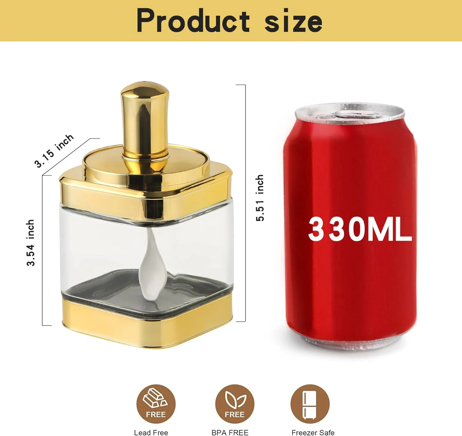 ظروف ادویه شیشه ای BETTWILL، ظروف درب دار و قاشق دار (320 میلی لیتر)، ظرف نمک طلایی، ست 2 عددی جعبه چاشنی برای شکر، فلفل، مناسب برای پیشخوان آشپزخانه، ظرف شکر قهوه ای. ظروف ادویه شیشه ای BETTWILL، ظروف درب دار و قاشق دار (320 میلی لیتر)، ظرف نمک طلایی، ست 2 عددی جعبه چاشنی برای شکر، فلفل، مناسب برای پیشخوان آشپزخانه، ظرف شکر قهوه ای.