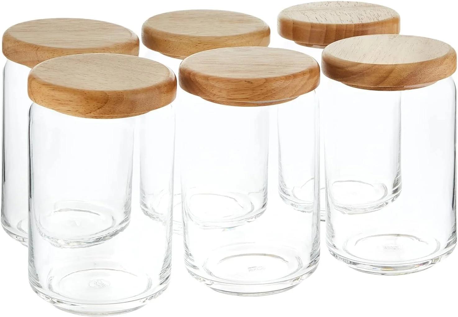 ست 6 عددی ظرف نگهداری غذا درب چوبی Ocean Pop، شفاف، 750 میلی‌لیتر، B0252606، کانستر، نگهداری دربسته انبار، شیشه کنسرو