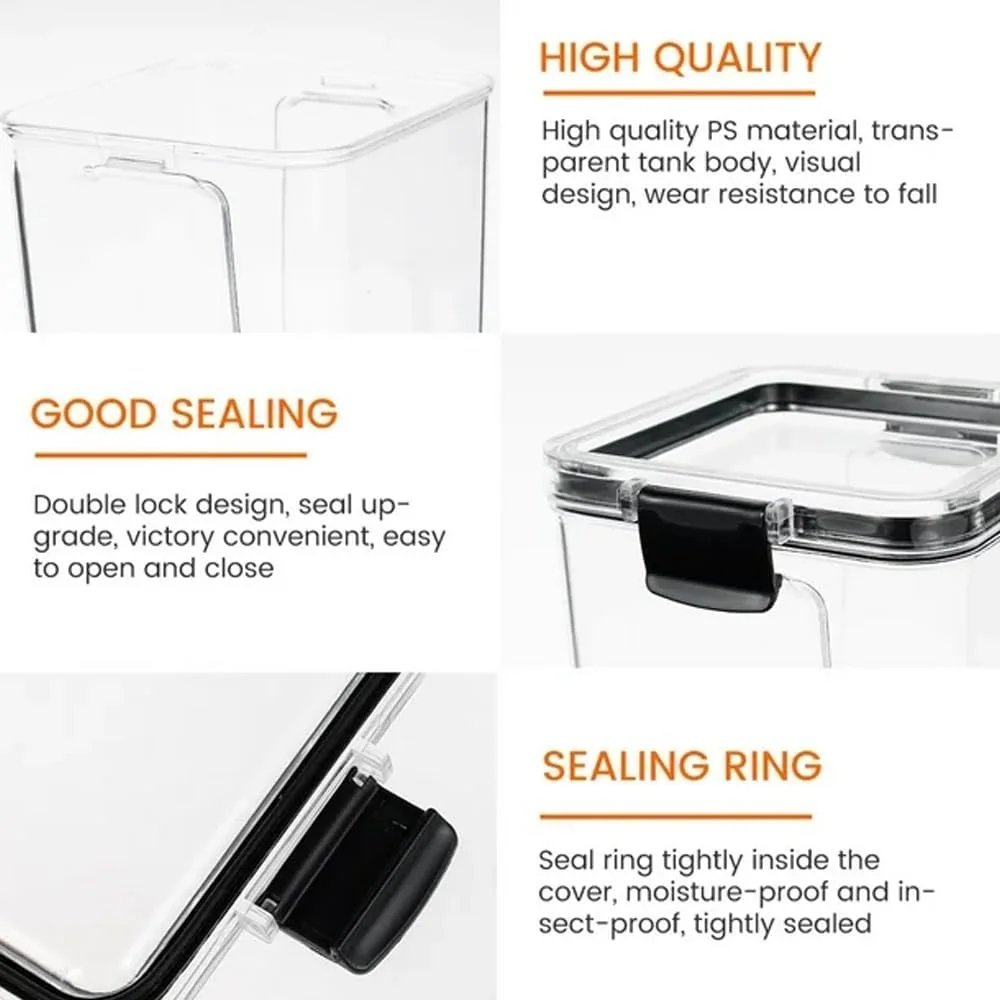 ست ظروف نگهداری مواد غذایی درب دار AMERTEER | 4 عدد ظرف غلات بدون BPA | قابل چیدن و شستشو در ماشین ظرفشویی | سازمان دهنده کابینت آشپزخانه برای مواد خشک و غلات (1800ML، 1300ML، 700ML، 460ML)