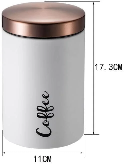 ست 3 تکه ظروف قهوه، چای و شکر Arabest، ست 3 عددی ظروف نگهداری درب دار چای، شکر و قهوه، ظروف آشپزخانه با درب مسی برای پیشخوان آشپزخانه