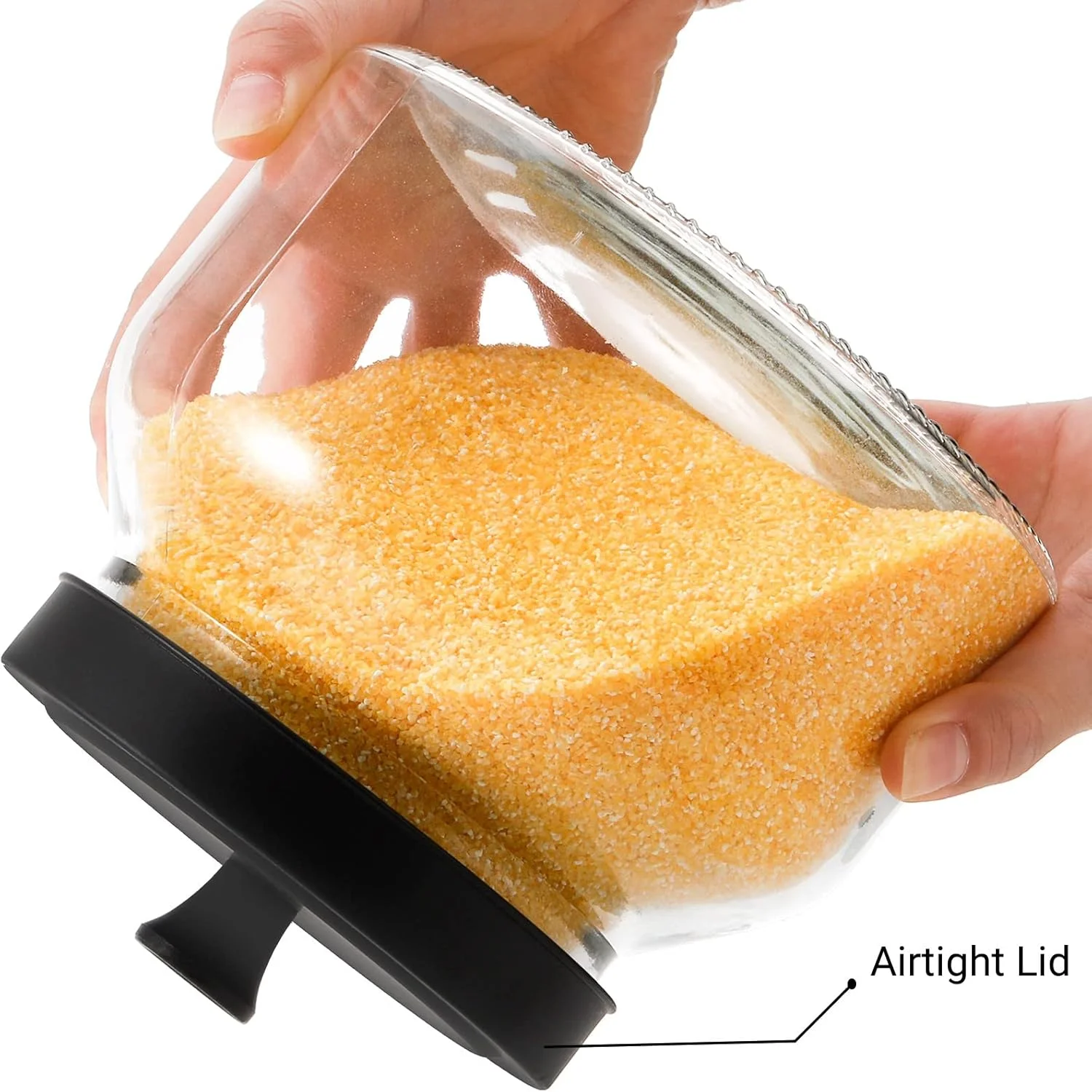 ست 3 عددی شیشه های درب فلزی AVLA، شیشه های گرد شفاف 1700 میلی لیتری برای کوکی و آبنبات، ظروف نگهداری مواد غذایی با درب مشکی، ست ظروف خالی برای پیشخوان آشپزخانه، پاستا، تشویقی سگ، تنقلات