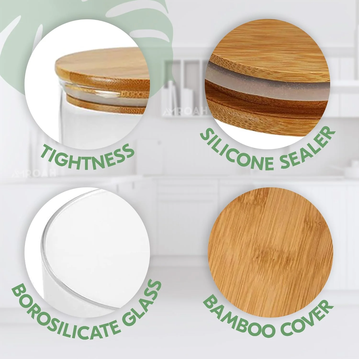 ست 5 عددی ظروف شیشه ای گرد آمراه با درب بامبو، 600، 900، 1200 میلی لیتر، ظروف شیشه ای شفاف قابل چیدن، ظروف آشپزخانه با درب های محکم برای نگهداری مواد غذایی، چای، قهوه، شکر، نمک، ادویه جات، پاستا و حبوبات ست 5 عددی ظروف شیشه ای گرد آمراه با درب بامبو، 600، 900، 1200 میلی لیتر، ظروف شیشه ای شفاف قابل چیدن، ظروف آشپزخانه با درب های محکم برای نگهداری مواد غذایی، چای، قهوه، شکر، نمک، ادویه جات، پاستا و حبوبات