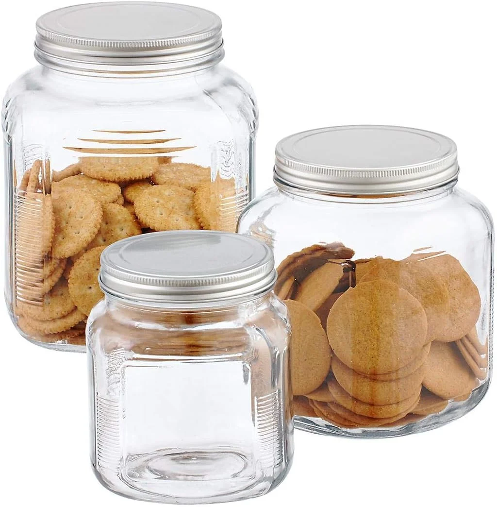 ظرف کراکر 960 میلی لیتری Anchor Hocking با درب فلزی برس خورده ظرف کراکر 960 میلی لیتری Anchor Hocking با درب فلزی برس خورده