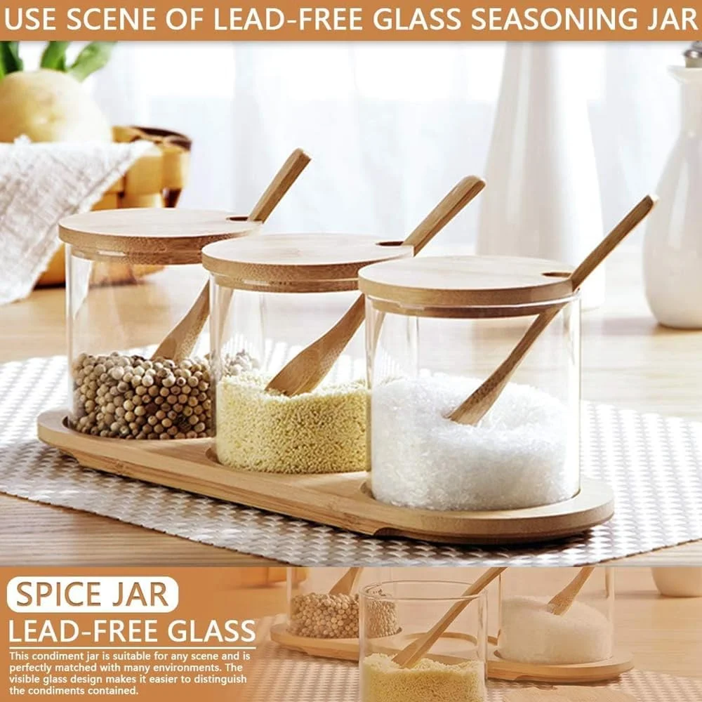 ست ظروف ذخیره سازی بامبو AMERTEER | بسته 3 عددی ظروف شیشه ای با درب بامبو برای سازماندهی آشپزخانه | ذخیره سازی ادویه جات، گیاهان و مواد غذایی | مهر و موم هوا، شیک، پایدار و لوازم جانبی آشپزخانه ست ظروف ذخیره سازی بامبو AMERTEER | بسته 3 عددی ظروف شیشه ای با درب بامبو برای سازماندهی آشپزخانه | ذخیره سازی ادویه جات، گیاهان و مواد غذایی | مهر و موم هوا، شیک، پایدار و لوازم جانبی آشپزخانه