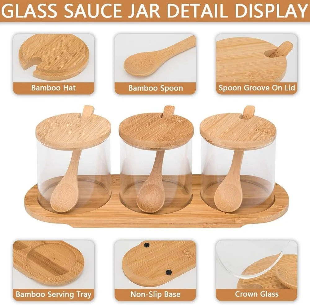 ست ظروف ذخیره سازی بامبو AMERTEER | بسته 3 عددی ظروف شیشه ای با درب بامبو برای سازماندهی آشپزخانه | ذخیره سازی ادویه جات، گیاهان و مواد غذایی | مهر و موم هوا، شیک، پایدار و لوازم جانبی آشپزخانه ست ظروف ذخیره سازی بامبو AMERTEER | بسته 3 عددی ظروف شیشه ای با درب بامبو برای سازماندهی آشپزخانه | ذخیره سازی ادویه جات، گیاهان و مواد غذایی | مهر و موم هوا، شیک، پایدار و لوازم جانبی آشپزخانه