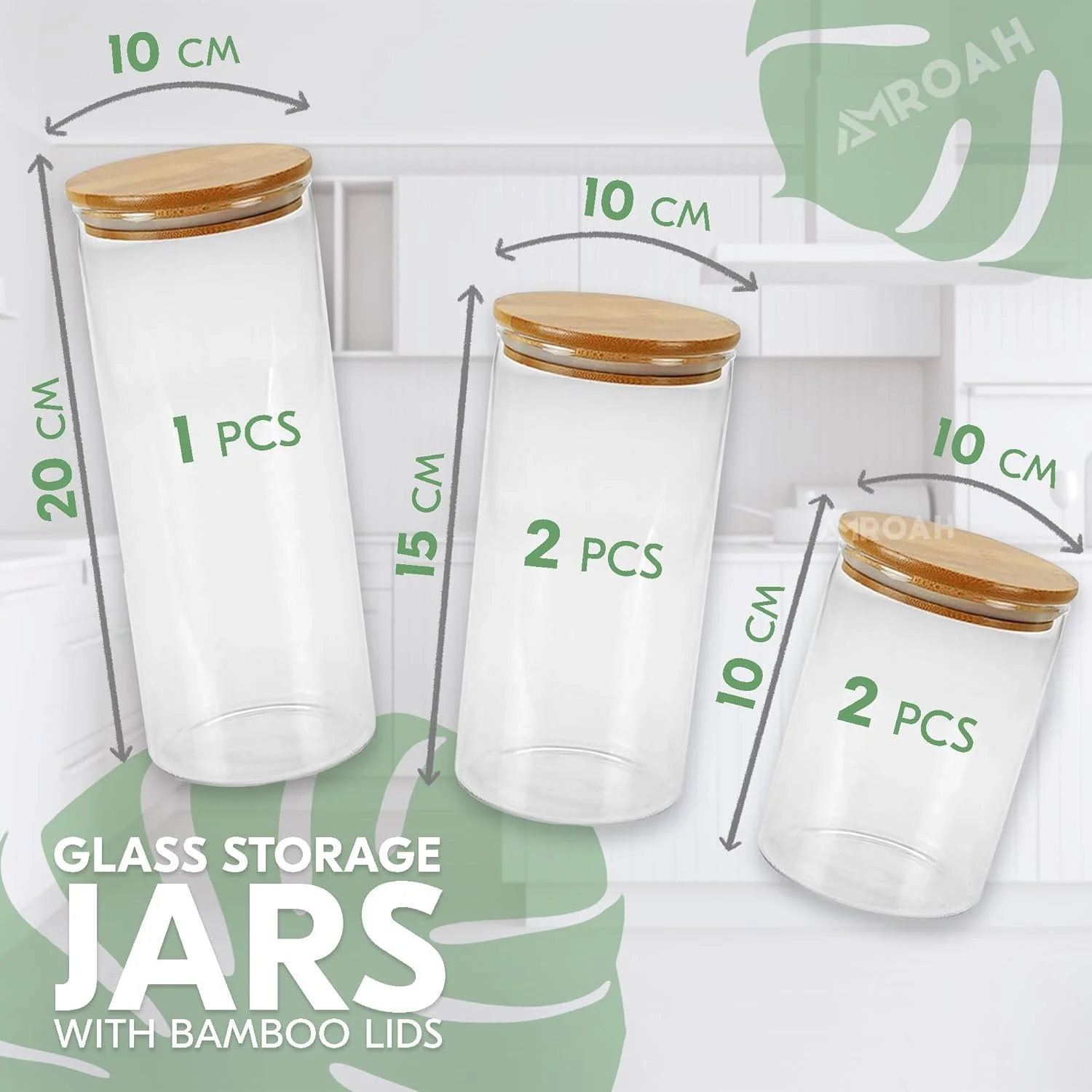 ست 5 عددی ظروف شیشه ای گرد آمراه با درب بامبو، 600، 900، 1200 میلی لیتر، ظروف شیشه ای شفاف قابل چیدن، ظروف آشپزخانه با درب های محکم برای نگهداری مواد غذایی، چای، قهوه، شکر، نمک، ادویه جات، پاستا و حبوبات ست 5 عددی ظروف شیشه ای گرد آمراه با درب بامبو، 600، 900، 1200 میلی لیتر، ظروف شیشه ای شفاف قابل چیدن، ظروف آشپزخانه با درب های محکم برای نگهداری مواد غذایی، چای، قهوه، شکر، نمک، ادویه جات، پاستا و حبوبات