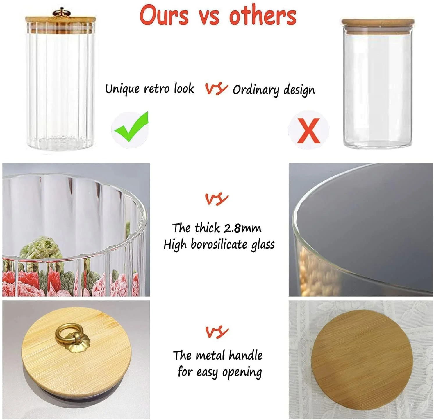 ظرف نگهداری درب بامبو با دسته فلزی، ظروف شیشه ای شفاف، برای نگهداری مواد غذایی در آشپزخانه، مناسب برای آبنبات، پاستا، جو دوسر، ادویه جات ظرف نگهداری درب بامبو با دسته فلزی، ظروف شیشه ای شفاف، برای نگهداری مواد غذایی در آشپزخانه، مناسب برای آبنبات، پاستا، جو دوسر، ادویه جات