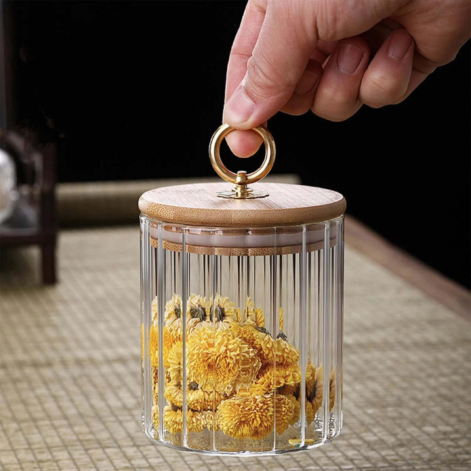 ظرف نگهداری درب بامبو با دسته فلزی، ظروف شیشه ای شفاف، برای نگهداری مواد غذایی در آشپزخانه، مناسب برای آبنبات، پاستا، جو دوسر، ادویه جات ظرف نگهداری درب بامبو با دسته فلزی، ظروف شیشه ای شفاف، برای نگهداری مواد غذایی در آشپزخانه، مناسب برای آبنبات، پاستا، جو دوسر، ادویه جات