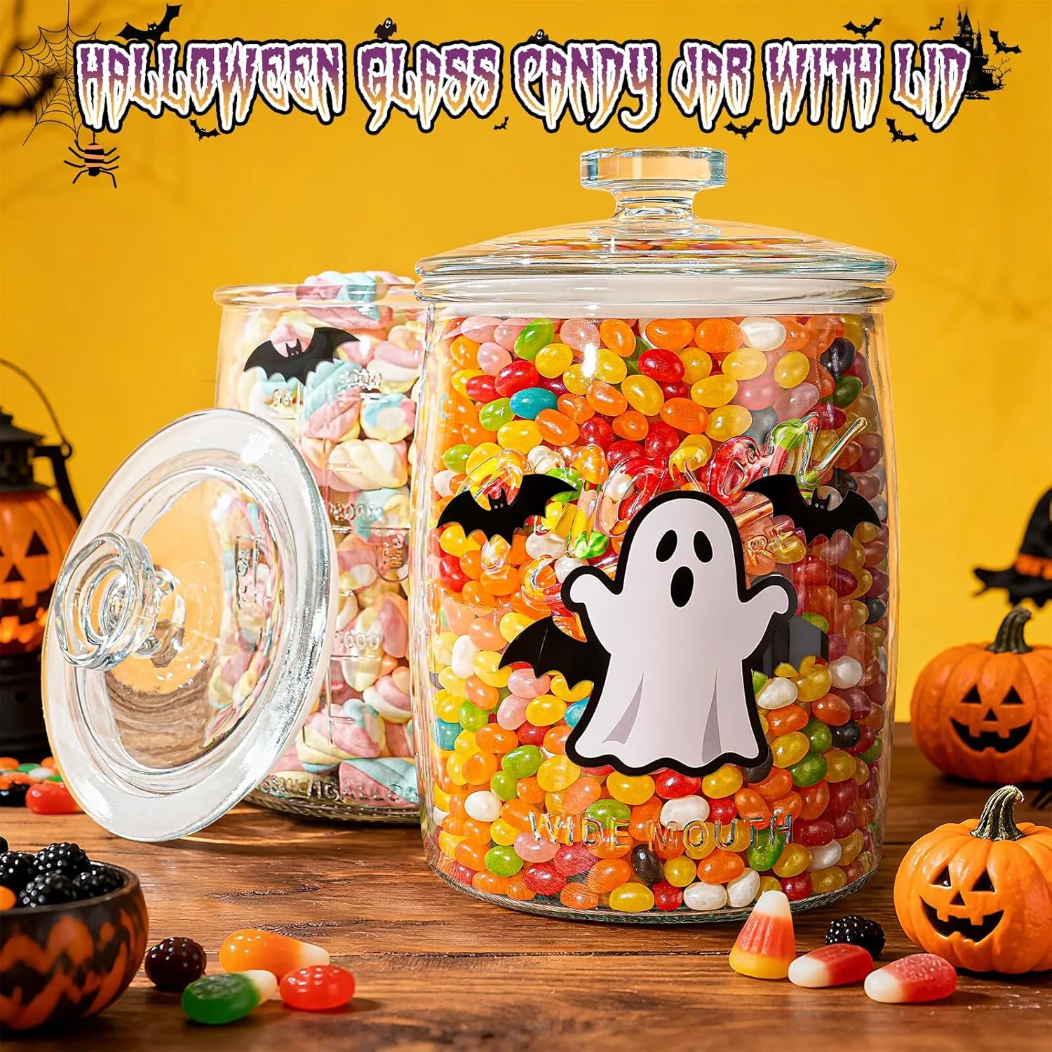 ظرف شیشه ای یک گالنی کوکی، ظرف شیشه ای بزرگ با درب محکم، ظرف نگهداری مواد غذایی شیشه ای برای کوکی ها، آب نبات، آرد، تشویقی سگ، قهوه، نگهداری در اتاق لباسشویی و انبار