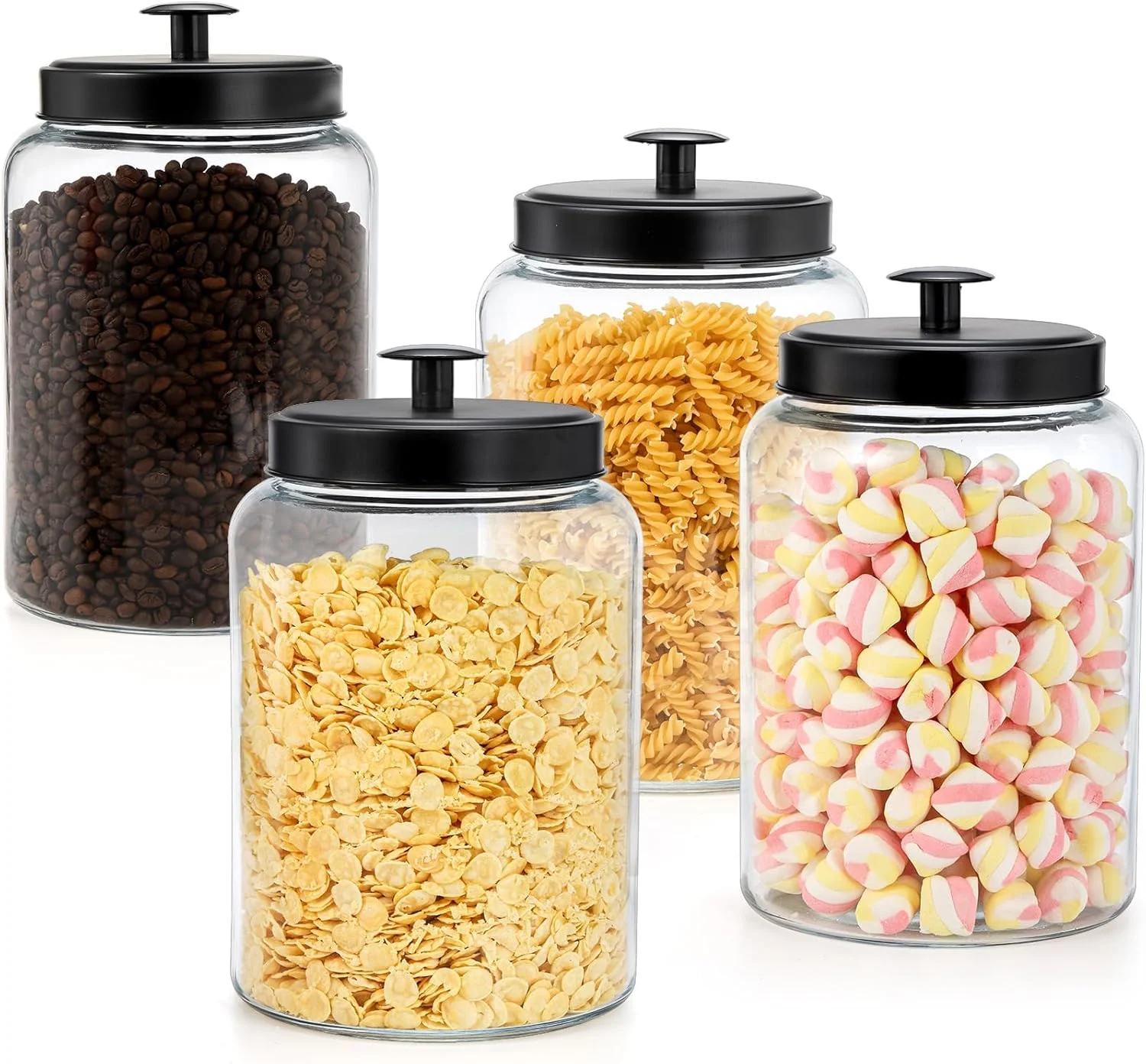 شیشه های بزرگ با درب فلزی، ظرف نگهداری مواد غذایی 3.7 لیتری، ظروف شیشه ای نگهداری مواد غذایی، شیشه کوکی، ظرف نگهداری مواد غذایی برای روی میز آشپزخانه