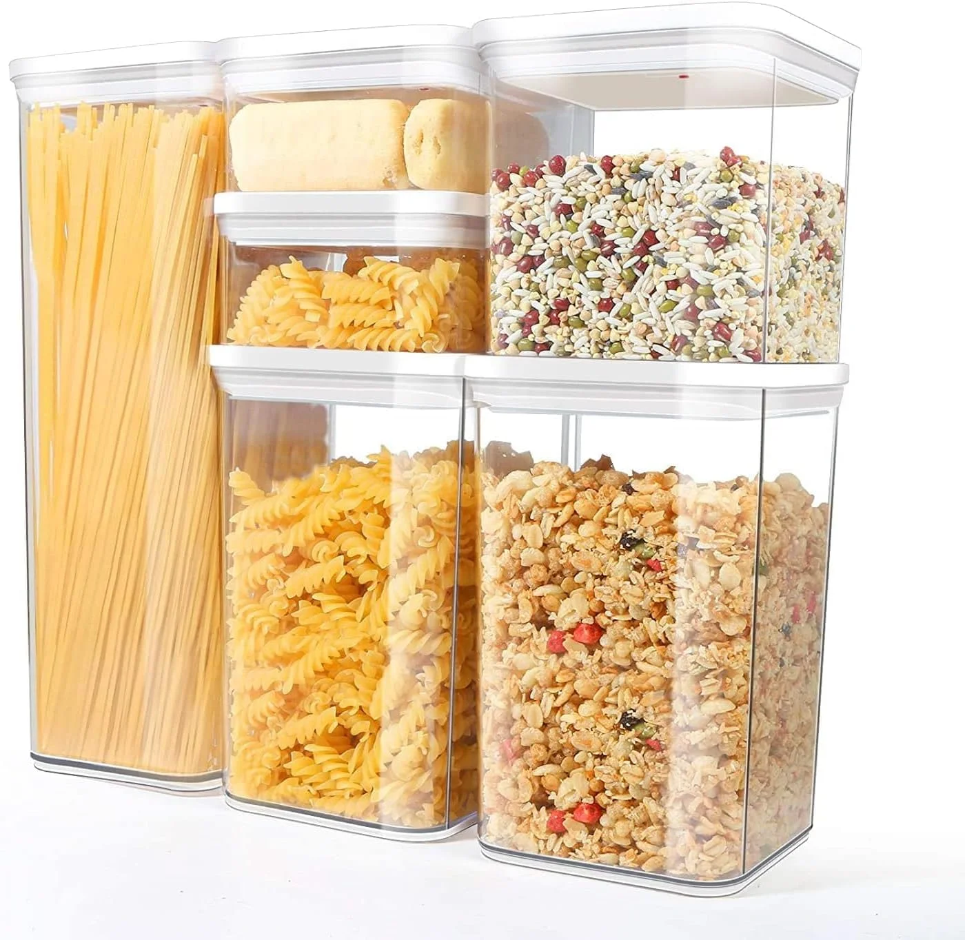 ست 6 تایی ظروف نگهداری مواد غذایی درب دار MK Donsons | ظروف پلاستیکی بدون BPA برای سازماندهی مواد غذایی در آشپزخانه، مناسب برای نگهداری غلات، قهوه، شکر و غیره | ضد رطوبت و قابل چیدن ست 6 تایی ظروف نگهداری مواد غذایی درب دار MK Donsons | ظروف پلاستیکی بدون BPA برای سازماندهی مواد غذایی در آشپزخانه، مناسب برای نگهداری غلات، قهوه، شکر و غیره | ضد رطوبت و قابل چیدن