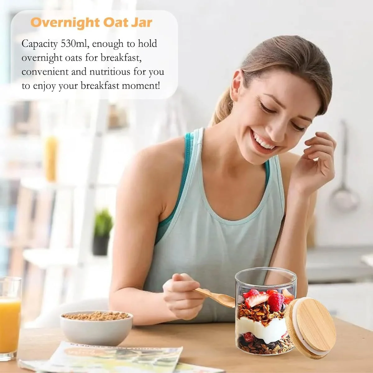 شیشه های مربا با درب و قاشق هواگیر، ظروف شیشه ای نگهداری مواد غذایی، ظروف اوت میل شبانه با درب، شیشه های آشپزخانه تزئینی برای ادویه، نمک حمام، چای، قهوه، قند، حبوبات 530 میلی لیتر شیشه های مربا با درب و قاشق هواگیر، ظروف شیشه ای نگهداری مواد غذایی، ظروف اوت میل شبانه با درب، شیشه های آشپزخانه تزئینی برای ادویه، نمک حمام، چای، قهوه، قند، حبوبات 530 میلی لیتر