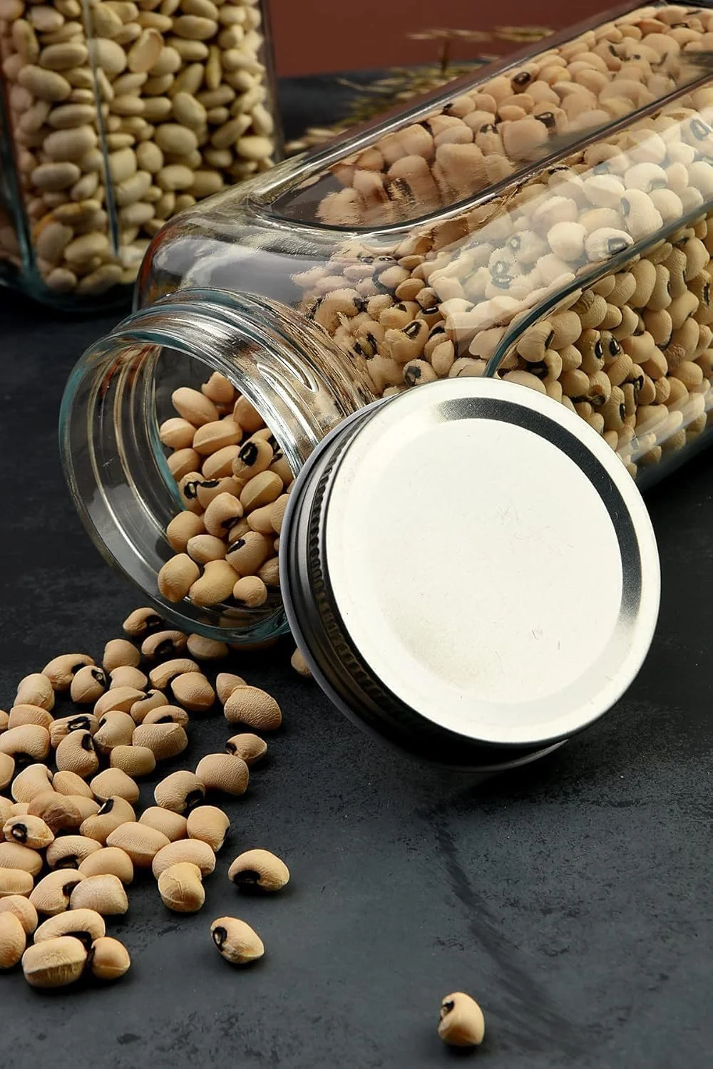 ظروف شیشه ای درب دار - 450 میلی لیتر، 660 میلی لیتر، 820 میلی لیتر، 1140 میلی لیتر - ظروف آشپزخانه شفاف برای قهوه، ادویه جات، میوه های خشک، تنقلات، سازماندهی انبار - ظروف غذای قابل شستشو در ماشین ظرفشویی (ست 4 عددی)