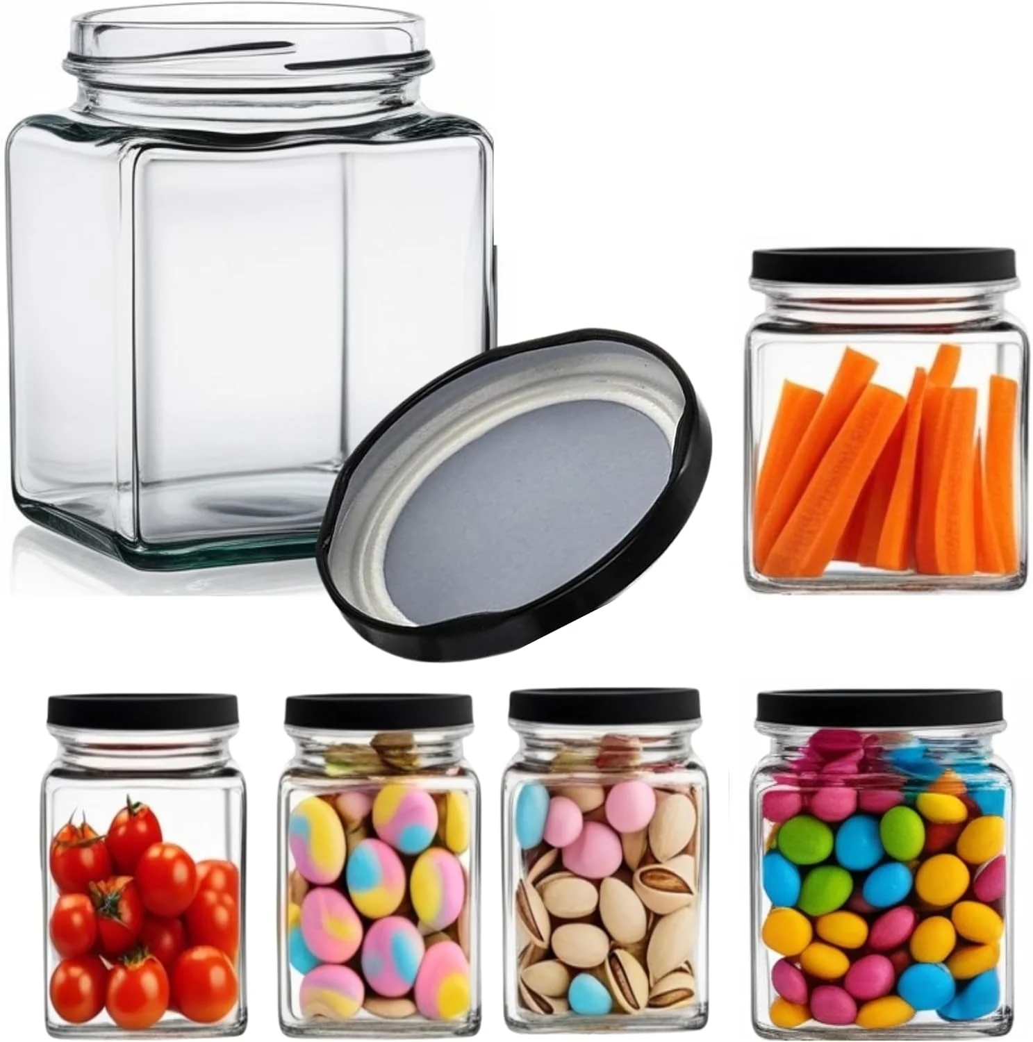 ظروف شیشه ای مربعی با درب های مشکی ضد هوا، ظروف نگهداری مواد غذایی آشپزخانه 270 میلی لیتر، شیشه های کوچک برای مربا، ادویه جات، عسل، ژله، پودینگ، دسر، گیاهان و نگهداری (بسته 6 عددی) ظروف شیشه ای مربعی با درب های مشکی ضد هوا، ظروف نگهداری مواد غذایی آشپزخانه 270 میلی لیتر، شیشه های کوچک برای مربا، ادویه جات، عسل، ژله، پودینگ، دسر، گیاهان و نگهداری (بسته 6 عددی)