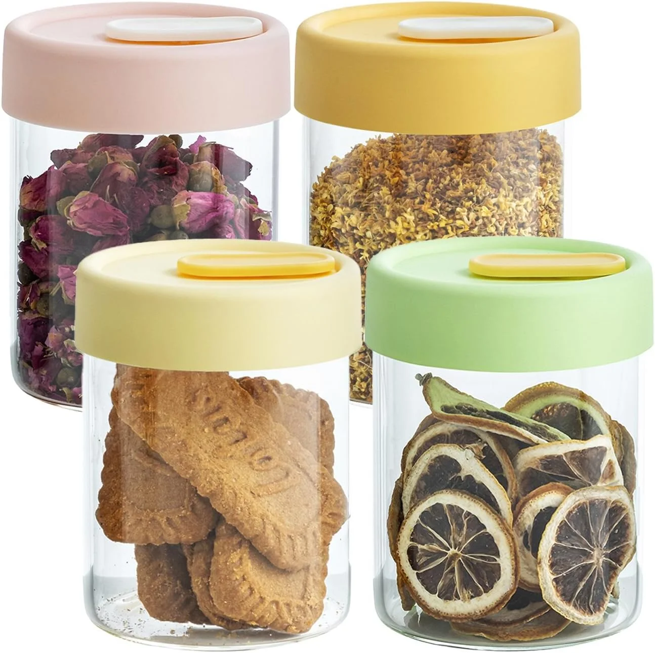 ظروف شیشه ای درب دار 400 میلی لیتری، ظروف نگهداری مواد غذایی ضد نشت برای جو دوسر، آماده سازی غذا، ادویه جات، تنقلات، ماست و غلات، ظروف شیشه ای بدون BPA برای سازماندهی آشپزخانه (4 عدد) ظروف شیشه ای درب دار 400 میلی لیتری، ظروف نگهداری مواد غذایی ضد نشت برای جو دوسر، آماده سازی غذا، ادویه جات، تنقلات، ماست و غلات، ظروف شیشه ای بدون BPA برای سازماندهی آشپزخانه (4 عدد)