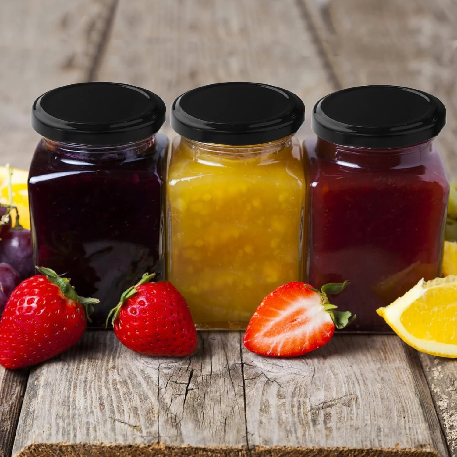 ظروف شیشه ای مربعی با درب های مشکی ضد هوا، ظروف نگهداری مواد غذایی آشپزخانه 180 میلی لیتر، شیشه های کوچک برای مربا، ادویه جات، عسل، ژله، پودینگ، دسر، نگهداری گیاهان (بسته 12 عددی)