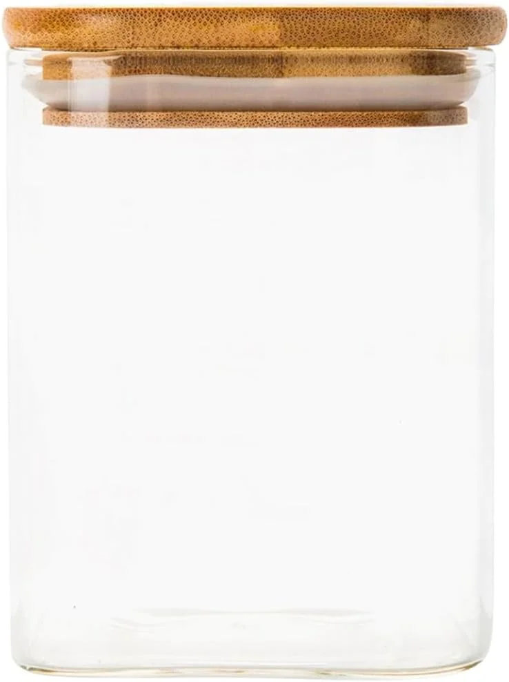 ظرف شیشه ای گرد 3 لیتری درب بامبو Honey Bee، شیشه بوروسیلیکات بالا بدون BPA، راه حل سازگار با محیط زیست برای نگهداری مواد غذایی در انبار و آشپزخانه