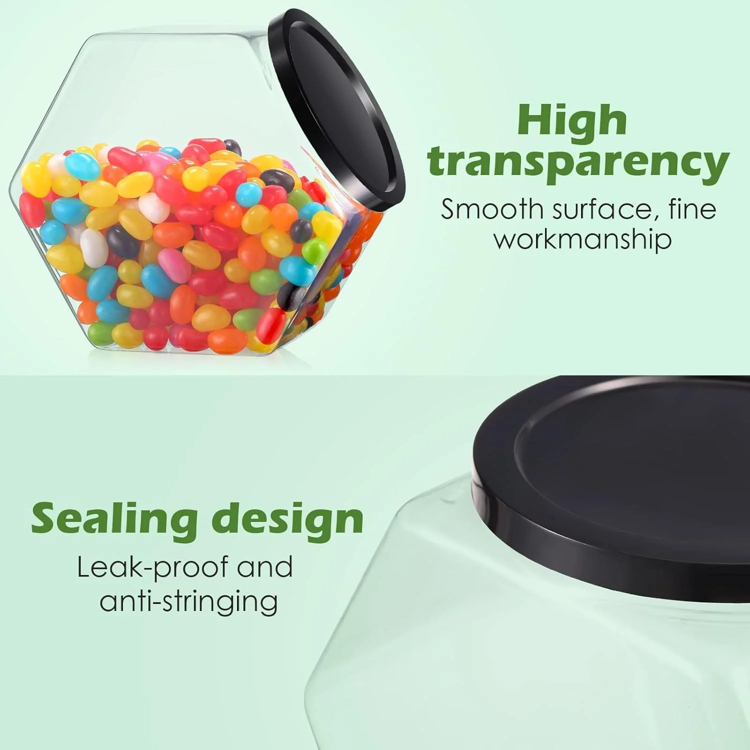 ست 18 عددی ظروف پلاستیکی شفاف شش ضلعی با درب، ظروف دهان گشاد 850 میلی لیتری برای کوکی، آبنبات، تنقلات، پودر لباسشویی، نگهداری لوازم دستی، سازماندهی انبار و بسته بندی هدیه