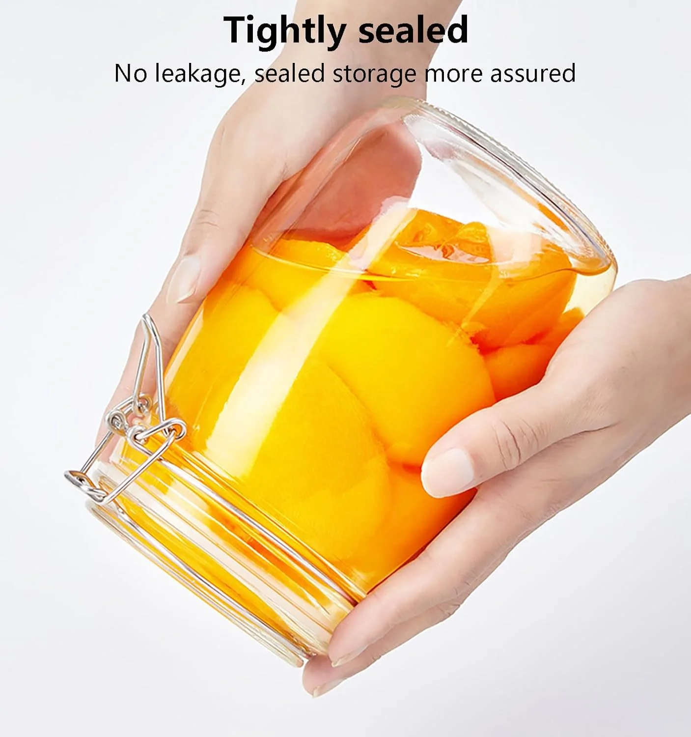 ست ظروف شیشه ای درب دار، ظروف شیشه ای گیره دار با درب، ظروف درب دار گرد برای نگهداری مواد غذایی در آشپزخانه، مناسب برای کنسرو کردن غلات، حبوبات، ترشی، ادویه جات، میوه خشک و میوه های نگهداری شده (1000 میلی لیتر، 2 عدد)