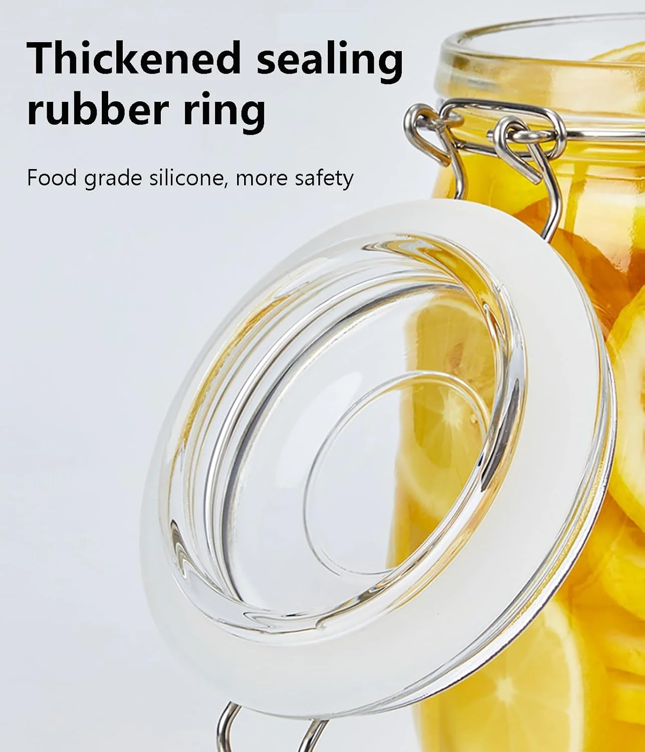 ست ظروف شیشه ای درب دار، ظروف شیشه ای گیره دار با درب، ظروف درب دار گرد برای نگهداری مواد غذایی در آشپزخانه، مناسب برای کنسرو کردن غلات، حبوبات، ترشی، ادویه جات، میوه خشک و میوه های نگهداری شده (1000 میلی لیتر، 2 عدد)