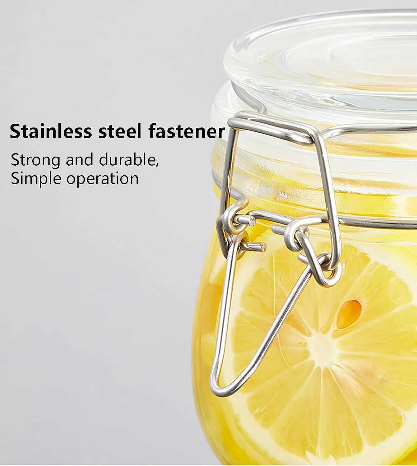 ست ظروف شیشه ای درب دار، ظروف شیشه ای گیره دار با درب، ظروف درب دار گرد برای نگهداری مواد غذایی در آشپزخانه، مناسب برای کنسرو کردن غلات، حبوبات، ترشی، ادویه جات، میوه خشک و میوه های نگهداری شده (1000 میلی لیتر، 2 عدد)