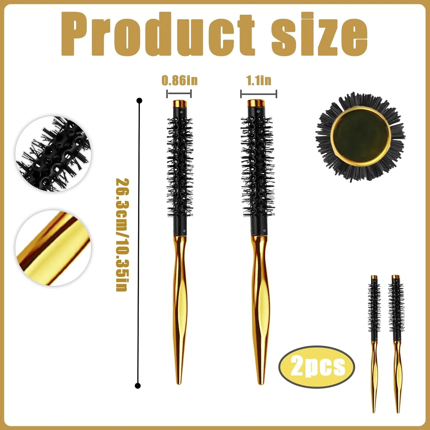 KASTWAVE برس فر کننده کوچک 2 عددی، برس فر کننده قابل حمل مینی Quiff با دسته صاف و موهای نایلونی برای موهای کوتاه، موهای مجعد، حالت دادن به چتری و مراقبت از ریش KASTWAVE برس فر کننده کوچک 2 عددی، برس فر کننده قابل حمل مینی Quiff با دسته صاف و موهای نایلونی برای موهای کوتاه، موهای مجعد، حالت دادن به چتری و مراقبت از ریش