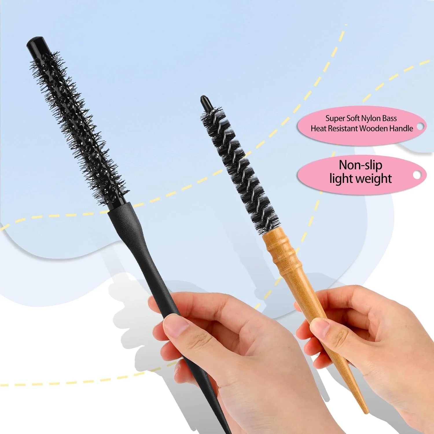 برس گرد کوچک KASTWAVE برای خشک کردن مو، برس مویی نایلونی مینی گرد، برس رولی، برس حالت دهنده حرفه ای مو برای موهای کوتاه، موهای فر، حالت دادن به چتری و مراقبت از ریش (2 مدل) برس گرد کوچک KASTWAVE برای خشک کردن مو، برس مویی نایلونی مینی گرد، برس رولی، برس حالت دهنده حرفه ای مو برای موهای کوتاه، موهای فر، حالت دادن به چتری و مراقبت از ریش (2 مدل)