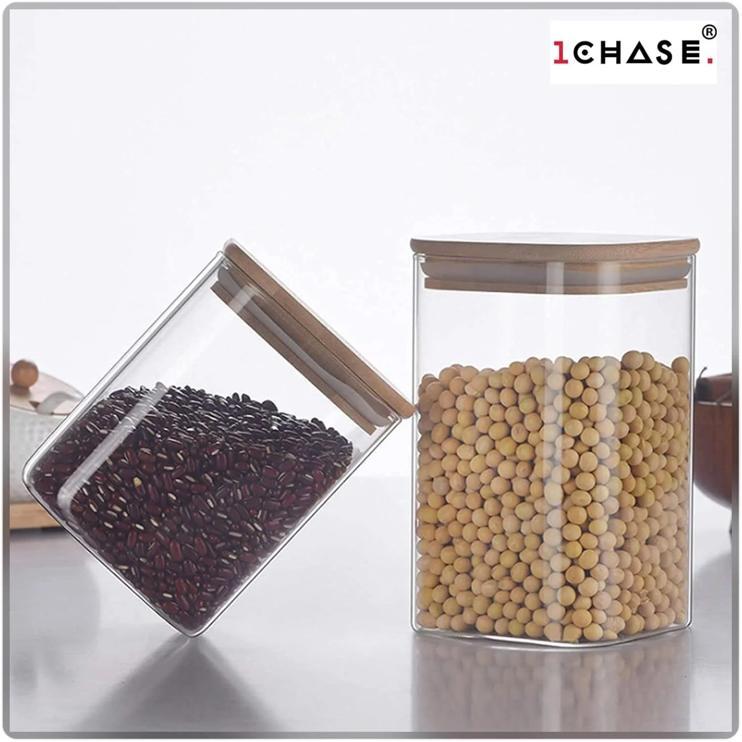 ست 6 عددی ظروف نگهداری مواد غذایی مربعی 1CHASE با درب بامبو هواگیر، ظروف نگهداری قابل چیدن برای آشپزخانه و انبار، ایده آل برای قهوه، چای، کلوچه، آبنبات، آجیل، ادویه جات، غلات، 900/1100 میلی لیتر ست 6 عددی ظروف نگهداری مواد غذایی مربعی 1CHASE با درب بامبو هواگیر، ظروف نگهداری قابل چیدن برای آشپزخانه و انبار، ایده آل برای قهوه، چای، کلوچه، آبنبات، آجیل، ادویه جات، غلات، 900/1100 میلی لیتر